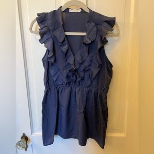 Lush women’s sleeveless ruffled blouse